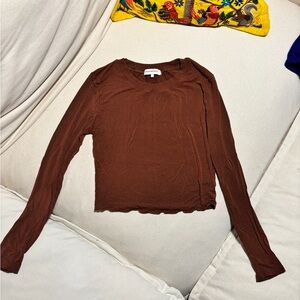Weworewhat Brown Long Sleeve Top